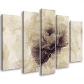 Leinwandbild 5 teilig, Rose Flower Vintage Beige 