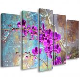 Leinwandbild 5 teilig, Orchidee Blumen Türkis 
