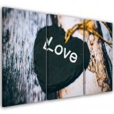 3-delt lærredstryk Heart Wood Love Shabby 