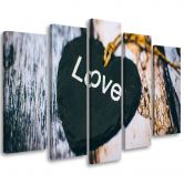 Wandbild 5-teilig, Herz Holz Love Shabby 