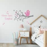 Wandtattoo + Name - Kleiner Spatz (2-farbig) 