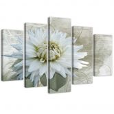 Wandbild 5-teilig, Weiße Blume Beige Vintage 