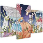 Leinwandbild 3 teilig, Little Alice im Land der Wunder 