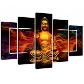 5-delige canvas print Boeddha gouden abstractie 
