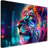 Leinwandbild, Neon Tier Löwe Ai 