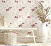 Papiertapete Floral Romantisch in Weiß  