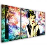 Leinwandbild 3-teilig, Audrey Hepburn Farbe 