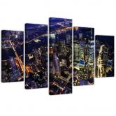 Wandbild 5-teilig, New York at Night Stadt 