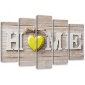 Leinwandbild 5 teilig, Home Haus Herz Holz Bretter 