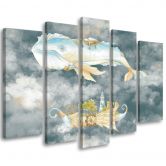 Leinwandbild 5 teilig, Fliegerwal und Schiff 