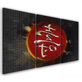 Leinwandbild 3-teilig, Bildunterschrift Japan 