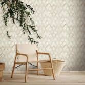 Vliesbehang in wit, beige ruitvormige illusie 3D-look modern  