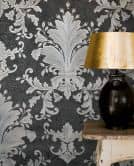 Vliestapete Ornament Struktur Modern, Opulent, Barock in Schwarz  
