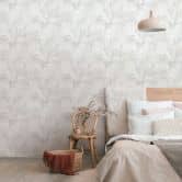 Vliestapete mit Blattmotiv auf Strukturbasis weiß, beige Floral 