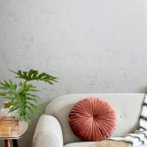 Vliestapete mit gezeichneten Gesichtern weiß Textiloptik 