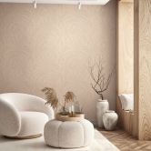 Non-woven wallpaper leaves, tendrils floral nature in orange 