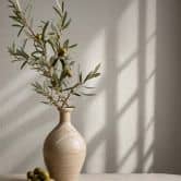 Non-woven wallpaper plain, textile plain classic in beige 