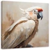 Leinwandbild Vogel Papagei beige gemalt 