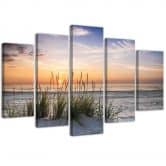 Leinwandbild 5 teilig, Meer Strand Sonnenuntergang 