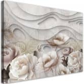 Canvasbillede, Beige blomster i blomst 3D 