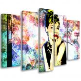 Leinwandbild 5 teilig, Audrey Hepburn Farbe 