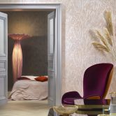 Vliestapete mit Glanz und Fächer-Optik beige, rot Struktur 