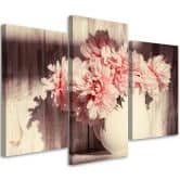 Leinwandbild 3-teilig, Blumenstrauß Vase Vintage 