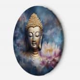 Rundes Leinwandbild Buddha und Zen-Blumen 