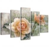 Leinwandbild 5 teilig, Teerose Blumen 