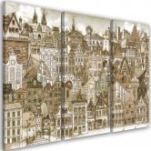 Leinwandbild 3 teilig, Fröhliche Stadt 