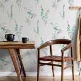 Vliestapete Blumen, Blätter Floral Modern matt in Weiß Grün 