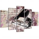 Leinwandbild 5 teilig, Klavier Abstrakt Vintage  
