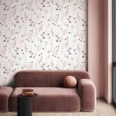 Non-woven wallpaper leaves, branches floral nature matt in white red 