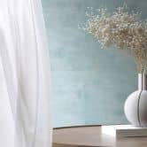 Non-woven wallpaper plaster look, concrete look plain geometric matt in blue 