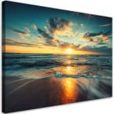 Leinwandbild, Sonnenuntergang Strand Meer 