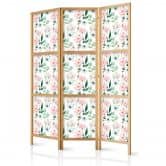 Japanischer Paravent, Raumteiler freistehend, Trennwand - Peonies on White Background 