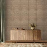 Non-woven wallpaper wood, geometric wood look geometric, country house matt in beige 