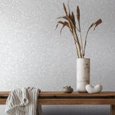 Vliestapete Blätter Floral Natur matt in Grau Weiß 