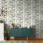 Vliestapete Äste, Blumen Floral Natur Weiß Grün 