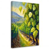Leinwandbild Weinberg Traubenblätter gemalt 