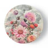 Rundes Leinwandbild Bunte Blumen und Kolibris 
