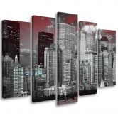 Leinwandbild 5 teilig, New York City Wolkenkratzer 