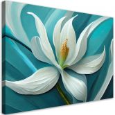 Leinwandbild, Lilie türkis Blume gemalt 