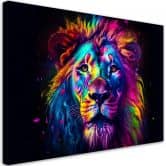 Canvas print neon farve portræt løve Ai 
