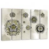 Leinwandbild 5 teilig, Florale geometrische Formen 