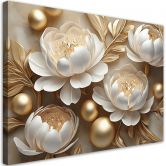 Leinwandbild 3D-Gold-Glamour-Blumen 