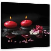 Leinwandbild, Rote Kerzen Zen Stones 
