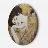 Rundt lærredsbillede - Kvindeansigt - G. Klimt 