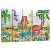 5-delige canvasprint, Dinosaurussen aan het meer 