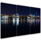 Leinwandbild 3-teilig, New York Skyline Nacht 